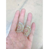 Cluster Copper Gold Baguette CZ Free Size Adjustable Ring