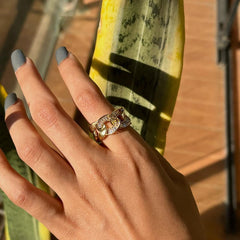 Copper Gold Cubic Zirconia Curb Free Size Adjustable Ring For Women