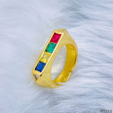 Copper Cubic Zirconia Gold Princess Free Size Adjustable Ring Women