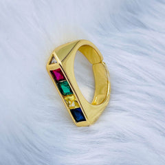 Copper Cubic Zirconia Gold Princess Free Size Adjustable Ring Women