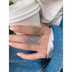 Copper Cubic Zirconia Gold Arrow Filigree Adjustable Ring For Women