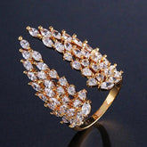 Grapevine Marquise Cubic Zirconia 18K Gold Copper Free Size Ring Women