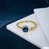 Cushion Cut Cubic Zirconia 18K Gold Anti Tarnish Copper Free Size Ring Women