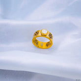 White Mother Of Pearl Luxury 18K Gold Stainless Steel Ring for Women