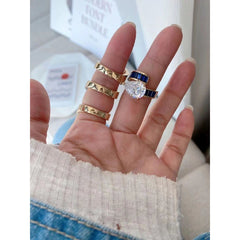 Pear Drop Baguette Cubic Zirconia 18K Gold Free Size Ring For Women