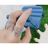 Copper Cubic Zirconia Silver Sky Scraper Baguette Adjustable Ring For Women