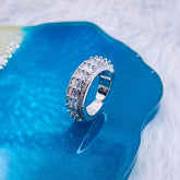 Baguette Cubic Zirconia Silver Copper Open Back Free Size Ring for Women