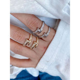 Nail Screw Cubic Zirconia 18K Gold Copper Free Size Ring for Women