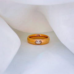 Oval Emerald Cubic Zirconia Rose Gold Stainless Steel Band Ring for Women