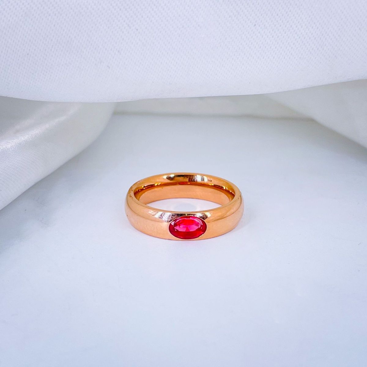 Oval Emerald Cubic Zirconia 18K Gold Stainless Steel Band Ring for Women