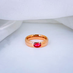 Oval Emerald Cubic Zirconia 18K Gold Stainless Steel Band Ring for Women