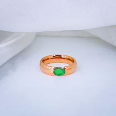 Oval Emerald Cubic Zirconia Rose Gold Stainless Steel Band Ring for Women