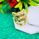 Tiger Panther Cubic Zirconia 18K Gold Anti Tarnish Open Back Ring for Women