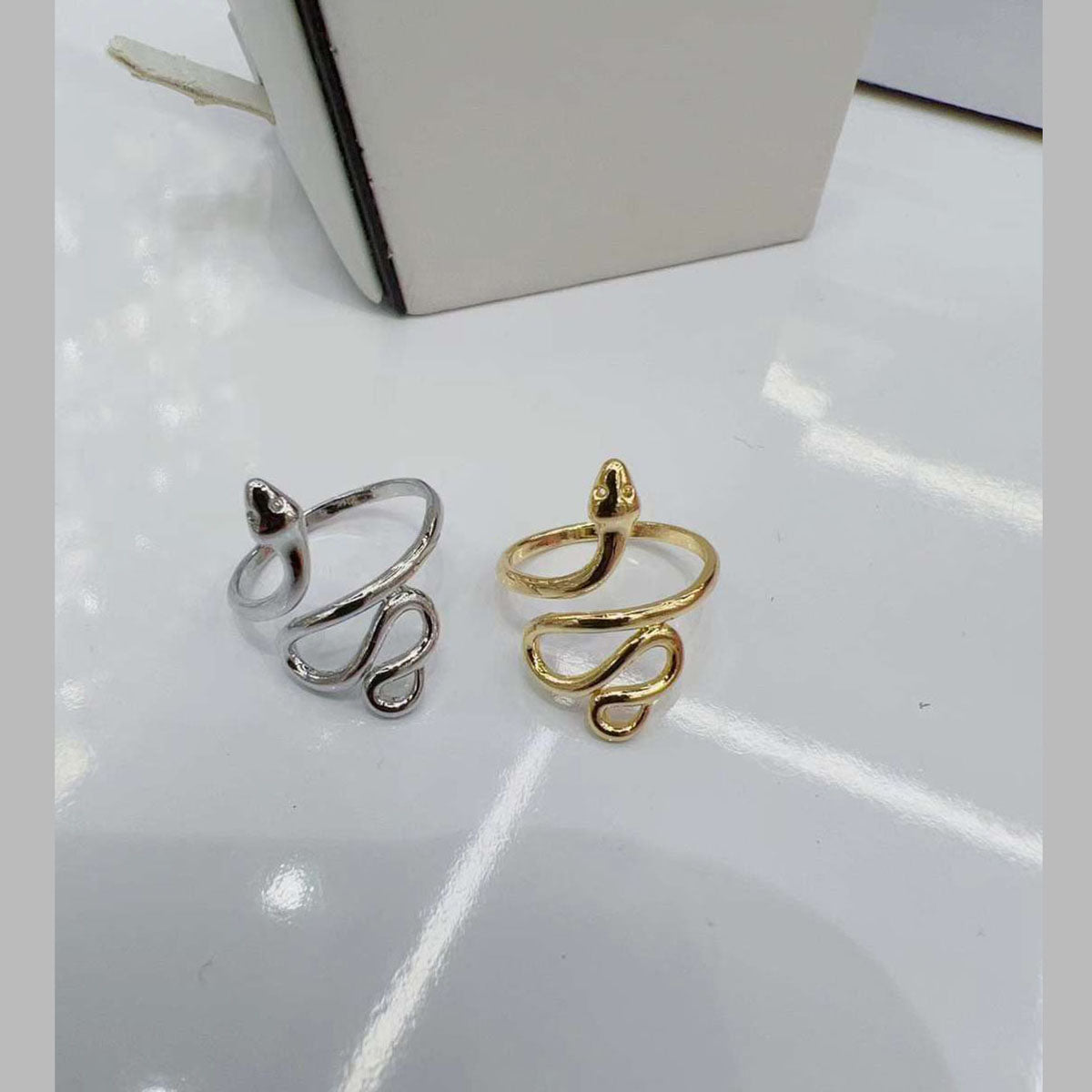 Snake High Polish 18K Gold Copper Free Size Adjustable Ring For Women