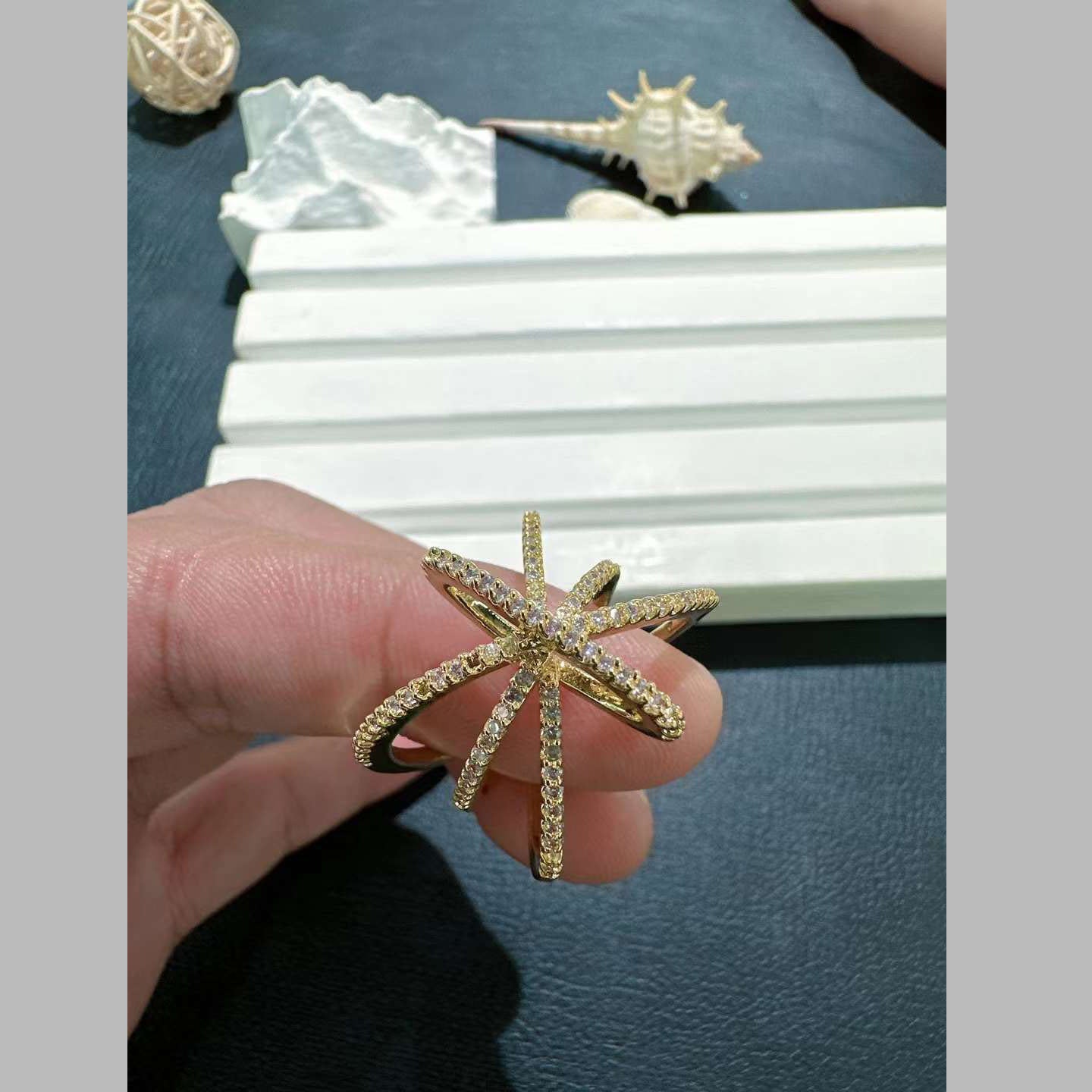 Ramola Cubic Zirconia 18K Gold Anti Tarnish Open Back Free Size Ring For Women