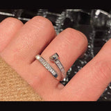 Nail Screw Baguette Cubic Zirconia Anti Tarnish Free Size Ring for Women