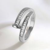 Nail Screw Baguette Cubic Zirconia Anti Tarnish Free Size Ring for Women
