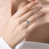 Nail Screw Baguette Cubic Zirconia Anti Tarnish Free Size Ring for Women
