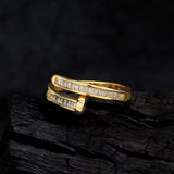 Nail Screw Baguette Cubic Zirconia 18K Gold Anti Tarnish Free Size Ring for Women