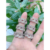 Curb Baguette Cubic Zirconia Silver Anti Tarnish Free Size Ring for Women