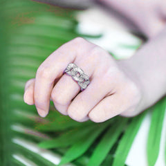 Curb Baguette Cubic Zirconia Silver Anti Tarnish Free Size Ring for Women