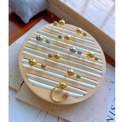 Double Cubic Zirconia 18K Gold Glossy Ball Anti Tarnish Free Size Ring for Women