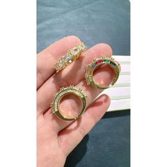 3D Rainbow Multi Color 18K Gold Anti Tarnish Open Back Ring for Women