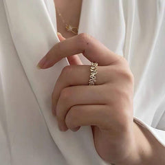 Eternity Baguette CZ 18K Gold Free Size Open Back Ring