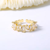 Eternity Baguette CZ 18K Gold Free Size Open Back Ring