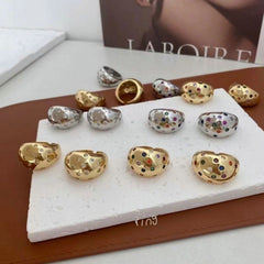 Rainbow Multi 18K Gold Anti Tarnish Cubic Zirconia Free Size Ring For Women