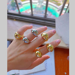 Rainbow Multi 18K Gold Anti Tarnish Cubic Zirconia Free Size Ring For Women