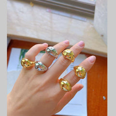 Rainbow Multi 18K Gold Anti Tarnish Cubic Zirconia Free Size Ring For Women