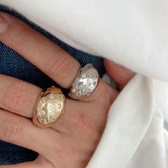 Rainbow Multi 18K Gold Anti Tarnish Cubic Zirconia Free Size Ring For Women