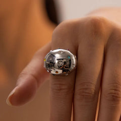 Rainbow Multi 18K Gold Anti Tarnish Cubic Zirconia Adjustable Ring For Women