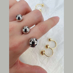Ball 18K Gold Anti Tarnish Free Size Dual Finger Ring For Women