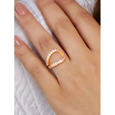 Stylish U Shape Cubic Zirconia Gold Copper Adjustable Ring For Women