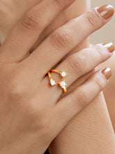 Y Shape Cubic Zirconia Gold Copper Adjustable Ring for Women