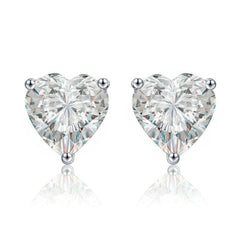 Solitaire Heart Cut Cz Stainless Steel Ear Stud Pair Earring