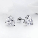 Solitaire Heart Cut Cz Stainless Steel Ear Stud Pair Earring