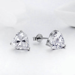 Solitaire Heart Cut Cz Stainless Steel Ear Stud Pair Earring