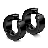 Stainless Steel Black Silver Non Pierced Hoop Bali Earring Pair