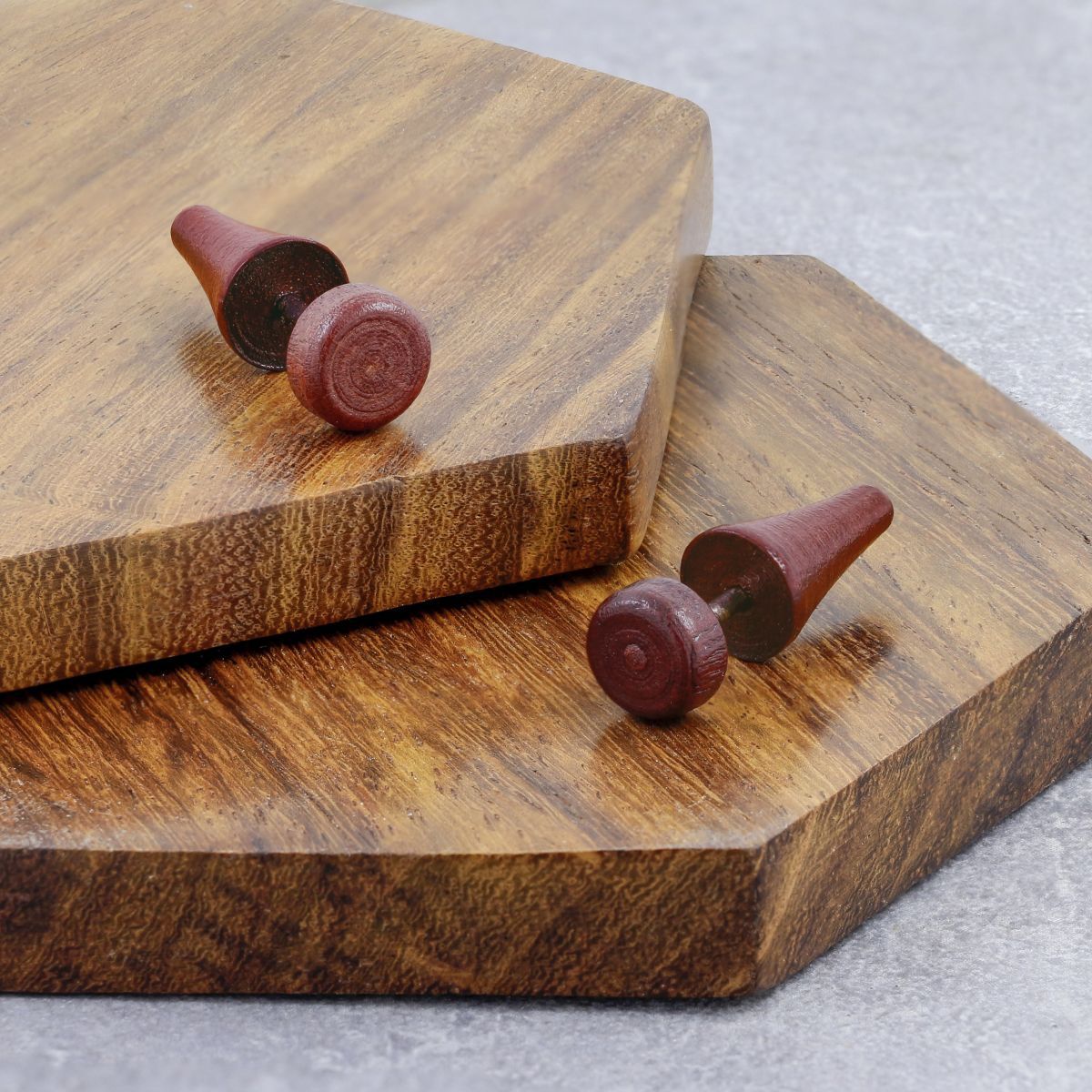 Triangle Dumbell Barbell Wooden Brown Silver Rhodium Ear Stud Earring Pair Boys Men