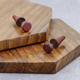 Triangle Dumbell Barbell Wooden Brown Silver Rhodium Ear Stud Earring Pair Boys Men