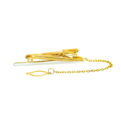 Plain 18K Gold CZ Formal Shirt Tie Pin Clip For Men