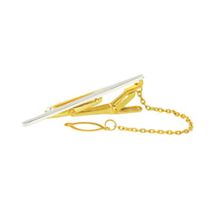 Plain 18K Gold CZ Formal Shirt Tie Pin Clip For Men