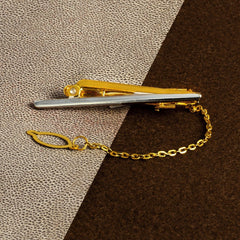 Plain 18K Gold CZ Formal Shirt Tie Pin Clip For Men
