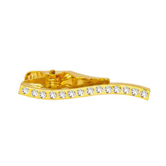 Wave 18K Gold Crystal Cz Formal Shirt Tie Pin Clip For Men
