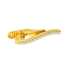 Wave 18K Gold Crystal Cz Formal Shirt Tie Pin Clip For Men