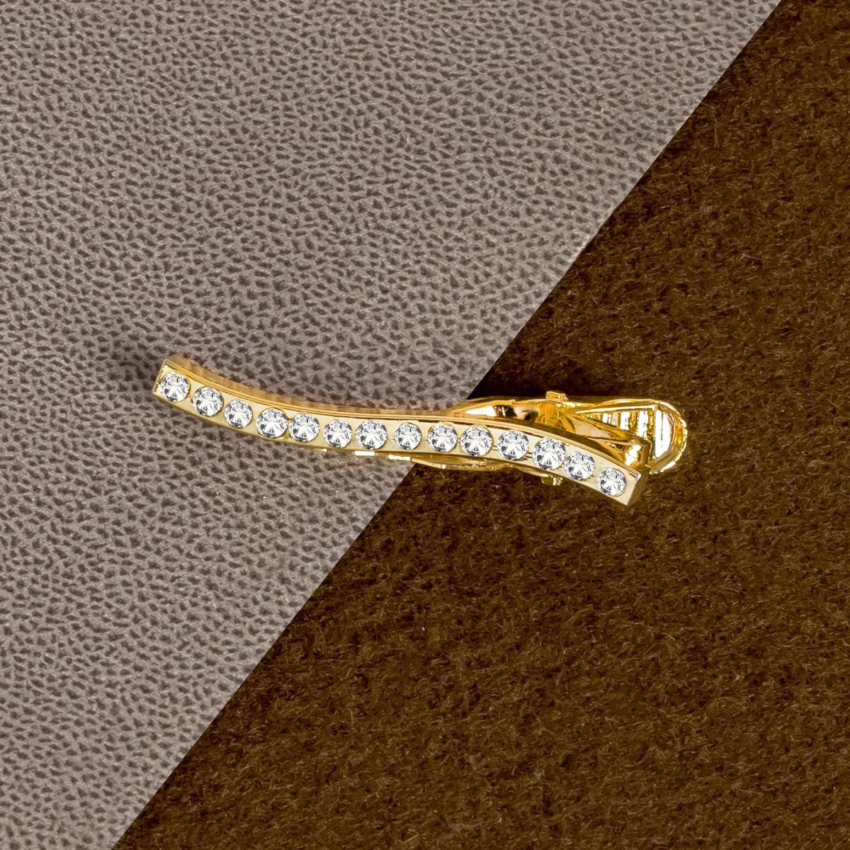 Wave 18K Gold Crystal Cz Formal Shirt Tie Pin Clip For Men