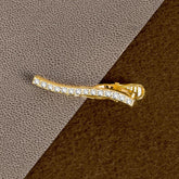 Wave 18K Gold Crystal Cz Formal Shirt Tie Pin Clip For Men